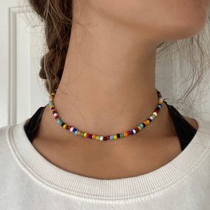 Trendy beaded choker necklace